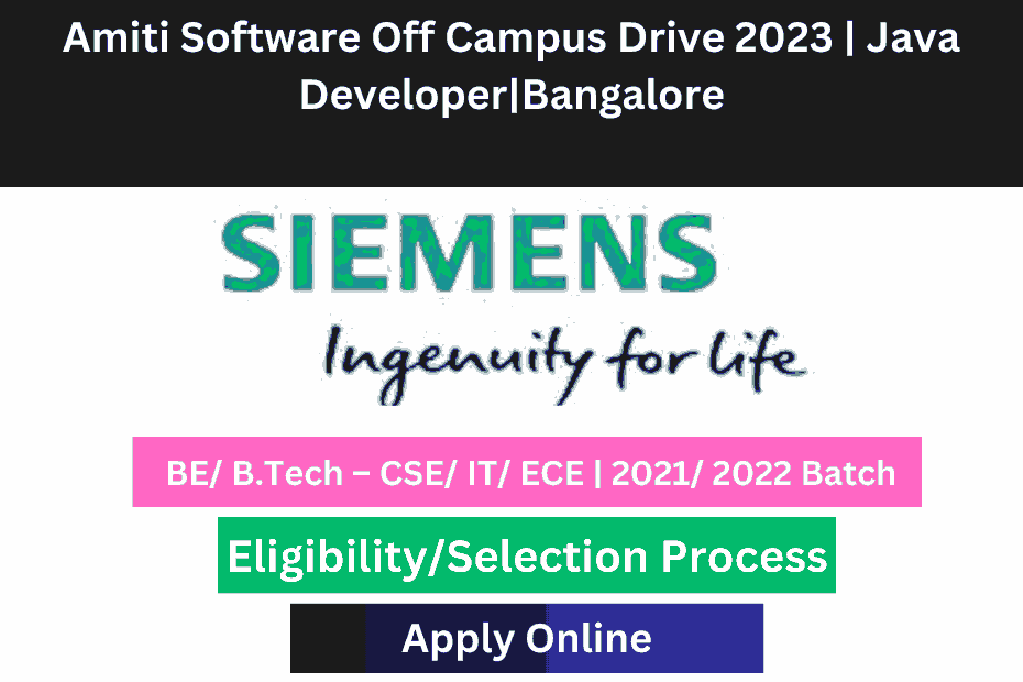 Siemens Off Campus Drive 2023 Freshers Graduate Trainee EngineerBangalore