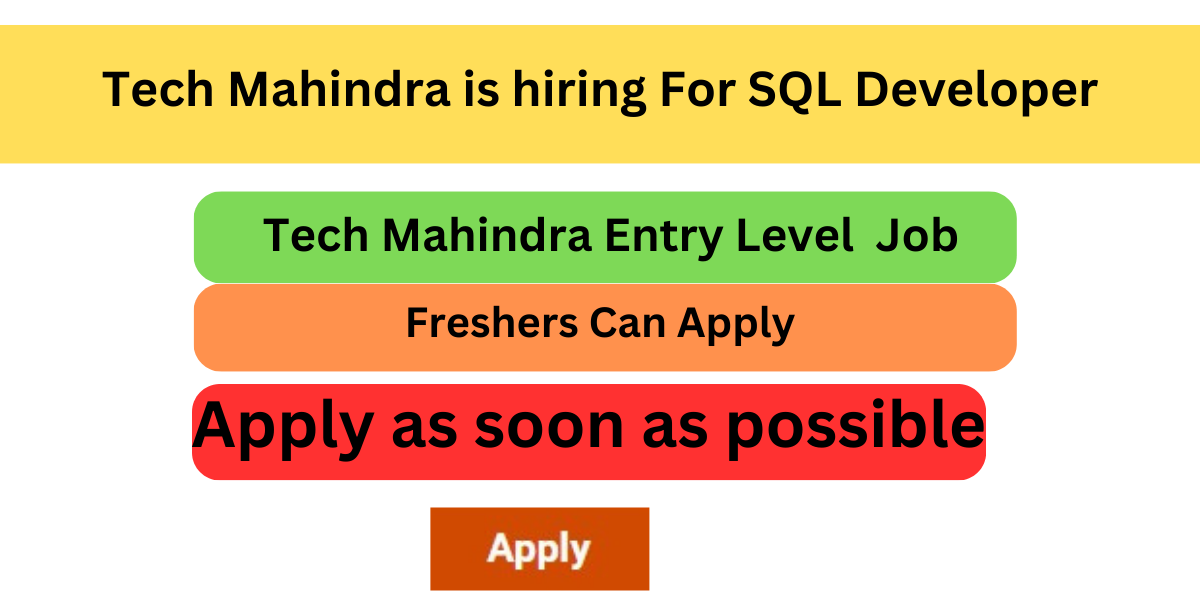 Tech Mahindra is hiring For SQL Developer – FresherHiring